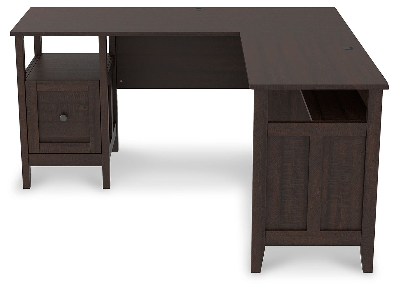 Camiburg - Warm Brown - 2-Piece Home Office Desk - Tony's Home Furnishings
