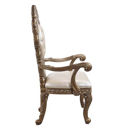 Constantine - Dining Chair (Set of 2) - PU, Brown & Gold Finish ACME 