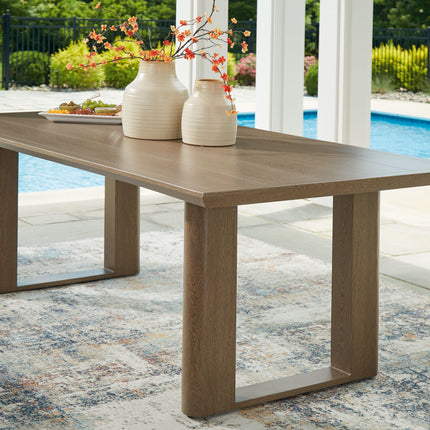 Serene Bay - Dark Brown - Rectangular Dining Table With Umbrella Option Signature Design by Ashley® 