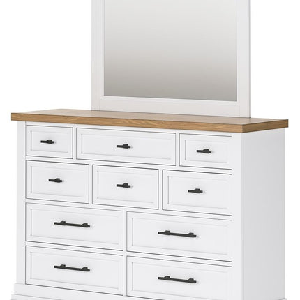 Ashbryn - White / Natural - Dresser And Mirror Benchcraft® 