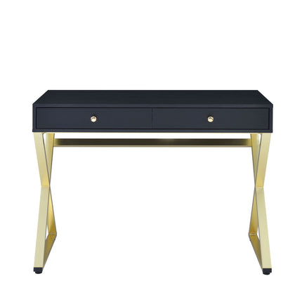 Coleen - Vanity Desk - Black & Brass Finish - 31" ACME 