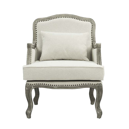 Tania - Chair - Cream Linen & Brown Finish ACME 