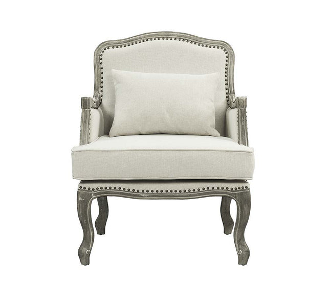 Tania - Chair - Cream Linen & Brown Finish ACME 