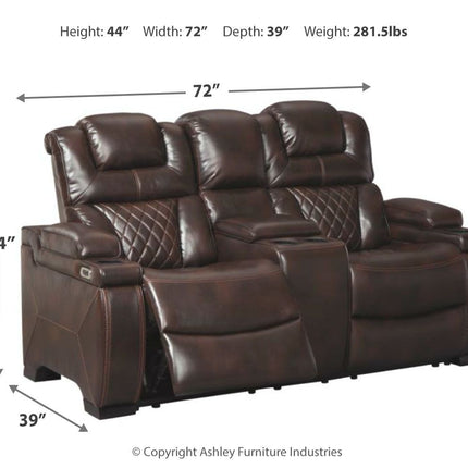 Warnerton - Chocolate - Pwr Rec Loveseat/Con/Adj Hdrst Signature Design by Ashley® 