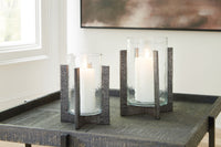 Thumbnail for Garekton - Clear / Pewter Finish - Candle Holder Set (Set of 2) - Tony's Home Furnishings