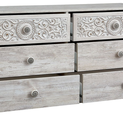 Paxberry - Whitewash - Six Drawer Dresser - Weatherworn Signature Design by Ashley® 