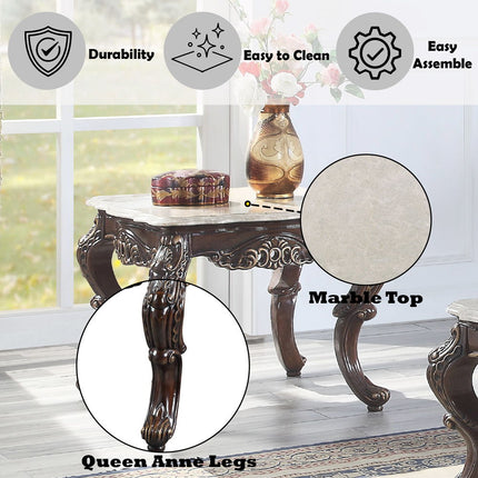 Benbek - End Table - Marble & Antique Oak Finish ACME 