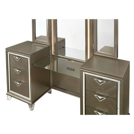 Skylar - Vanity Desk - Led & Dark Champagne ACME 