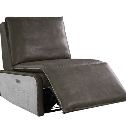 Metier - Recliner - Gray Top Grain Leather & Aluminum ACME 