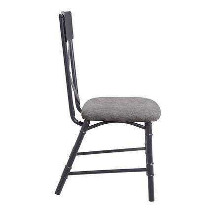 Edina - Side Chair (Set of 2) - Gray Fabric, Oak & Sandy Black Finish ACME 