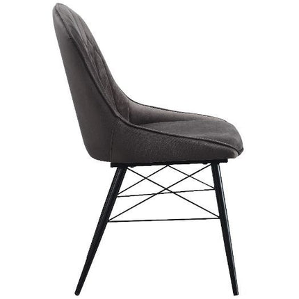 Abraham - Side Chair (Set of 2) - Gray Fabric & Black Finish ACME 