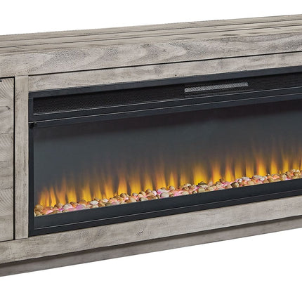 Naydell - Gray - 92" TV Stand With Wide Fireplace Insert Signature Design by Ashley® 