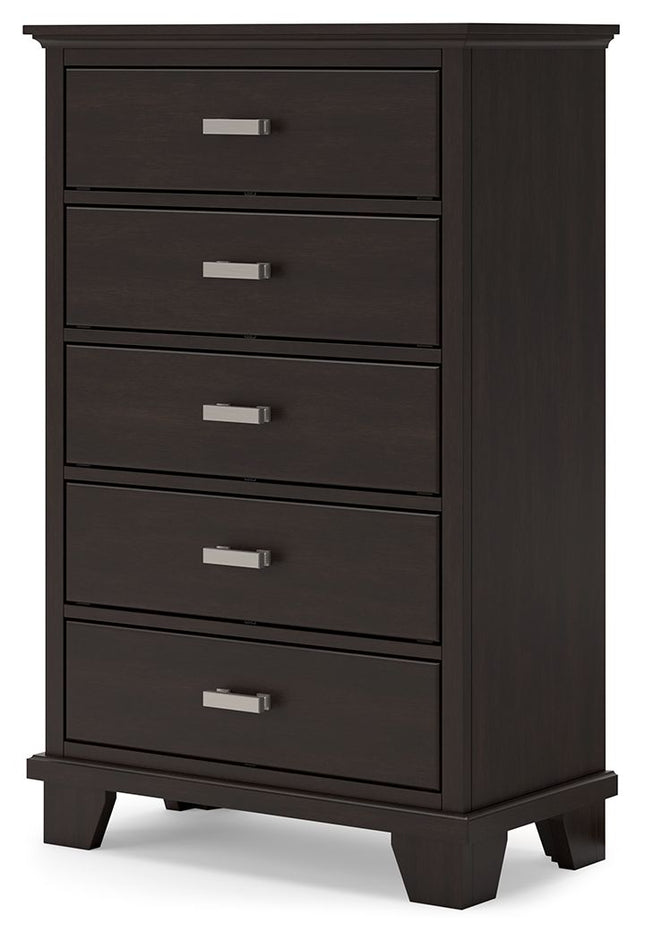 Covetown - Dark Brown - Five Drawer Chest Signature Design by Ashley® 