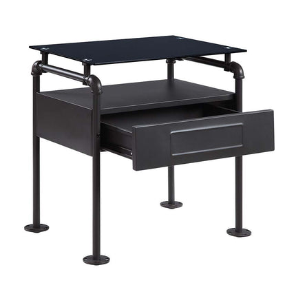 Nicipolis - Nightstand - Glass & Sandy Gray ACME 