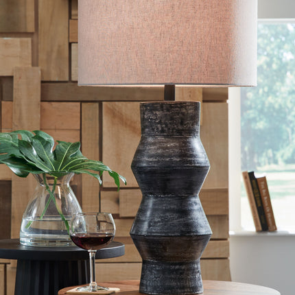 Kerbert - Distressed Black - Terracotta Table Lamp Signature Design by Ashley® 