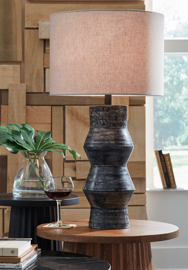 Kerbert - Distressed Black - Terracotta Table Lamp Signature Design by Ashley® 