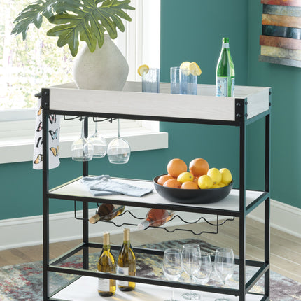 Bayflynn - White / Black - Bar Cart Signature Design by Ashley® 