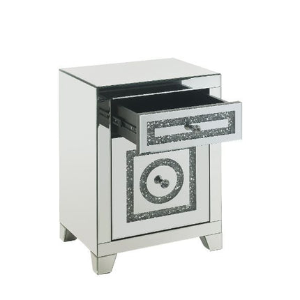 Noralie - Accent Table With Storage Drawers - Mirrored & Faux Diamonds - 26" ACME 