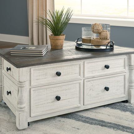 Havalance - White / Gray - Lift Top Cocktail Table With Storage Drawers Signature Design by Ashley® 