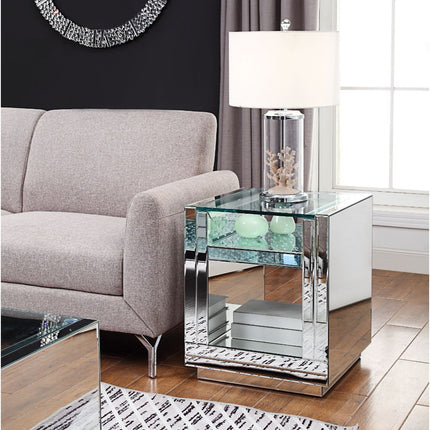 Nysa - End Table - Mirrored & Faux Crystals - 24" ACME 