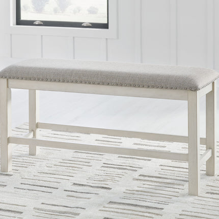 Robbinsdale - Antique White - Dbl Counter Height Upholstered Dining Bench Signature Design by Ashley® 