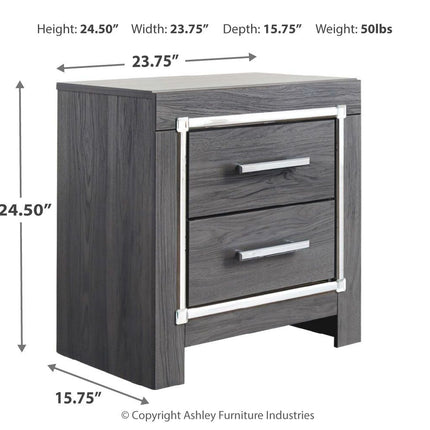 Lodanna - Gray - Two Drawer Night Stand Ashley Furniture 