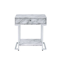 Wither - Accent Table - White Printed Faux Marble & Chrome Finish - Tony's Home Furnishings