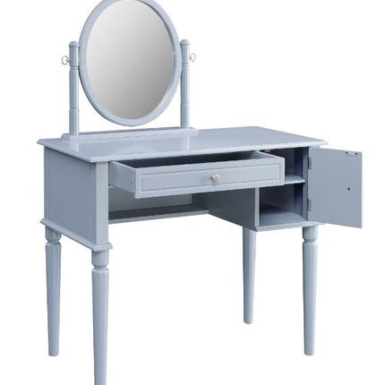 Rabila - Vanity Desk - Cream Fabric & Gray Finish ACME 