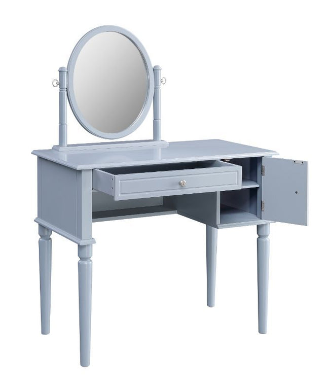 Rabila - Vanity Desk - Cream Fabric & Gray Finish ACME 