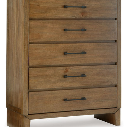 Sherbana - Light Brown - Five Drawer Chest Signature Design by Ashley® 