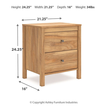 Bermacy - Light Brown - Two Drawer Night Stand Signature Design by Ashley® 