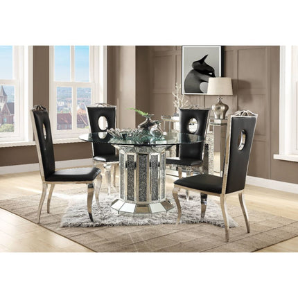 Noralie - Dining Table - Mirrored & Faux Diamonds - Wood - 30" ACME 