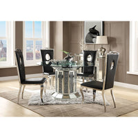 Noralie - Dining Table - Mirrored & Faux Diamonds - Wood - 30