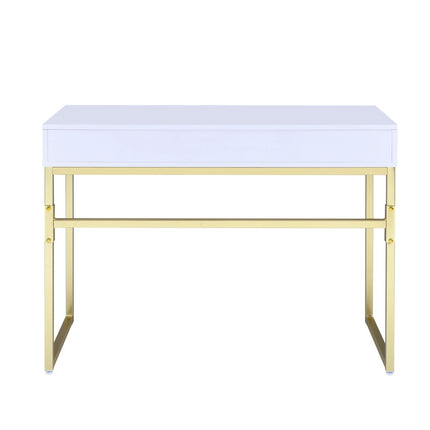 Coleen - Vanity Desk - White & Brass Finish ACME 