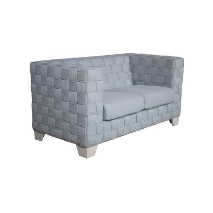 Saree - Loveseat - Light Teal & White - Tony's Home Furnishings