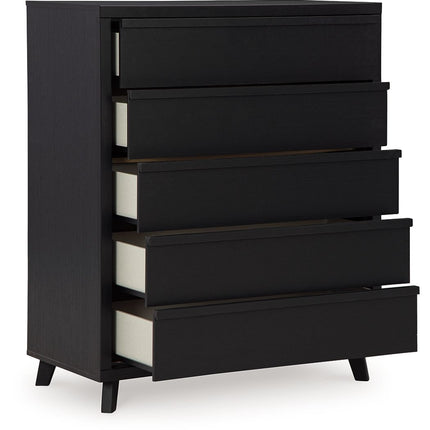 Danziar - Black - Five Drawer Wide Chest Signature Design by Ashley® 