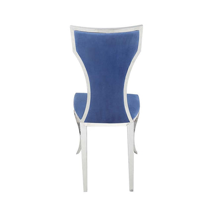 Azriel - Side Chair (Set of 2) - Blue Velvet & Mirroed Silver Finish ACME 