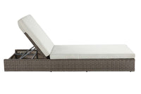 Salena - Patio Lounge Chair - Beige Fabric & Gray Finish - 8