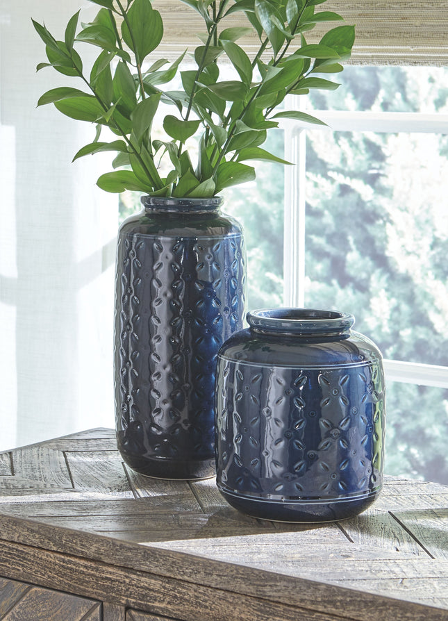 Marenda - Navy Blue - Vase Set (Set of 2) Ashley Furniture 