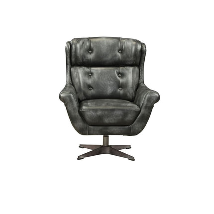 Asotin - Accent Chair - Vintage Black Top Grain Leather ACME 