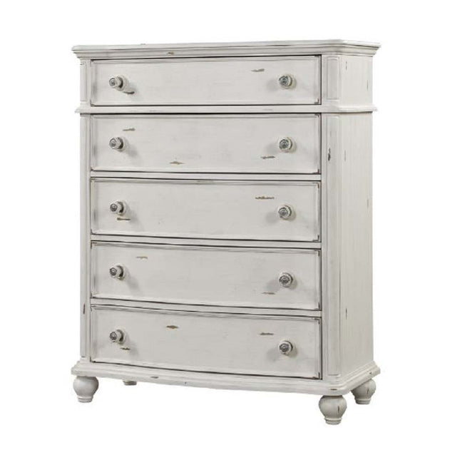 Jaqueline - Chest - Light Gray Linen & Antique White Finish ACME 