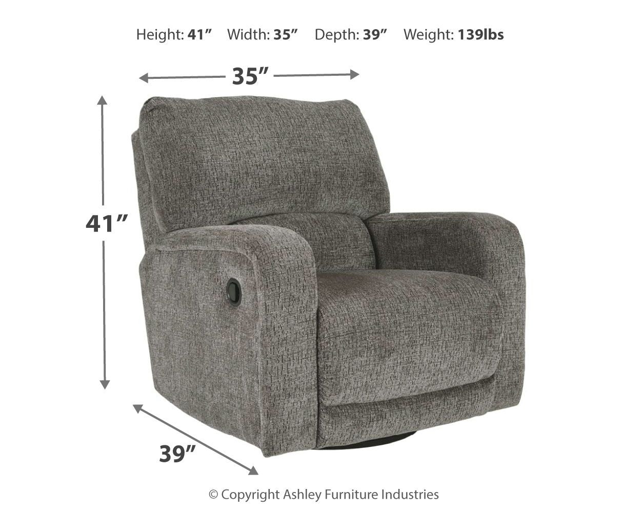 Wittlich - Slate - Swivel Glider Recliner Ashley Furniture 