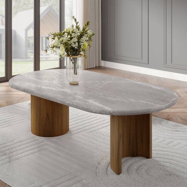 Darcy - Dining Table - Natural Marble Top & Dark Walnut Finish ACME 