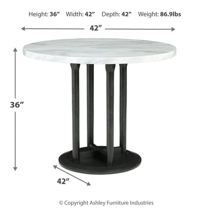 Centiar - Black / Gray - Round Dining Room Counter Table Signature Design by Ashley® 