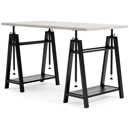 Bayflynn - White / Black - Adjustable Height Desk Ashley Furniture 