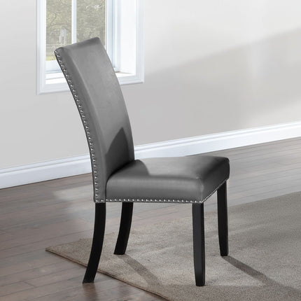 Caralin - Side Chair (Set of 2) - Gray Synthetic Leather & Black Finish ACME 