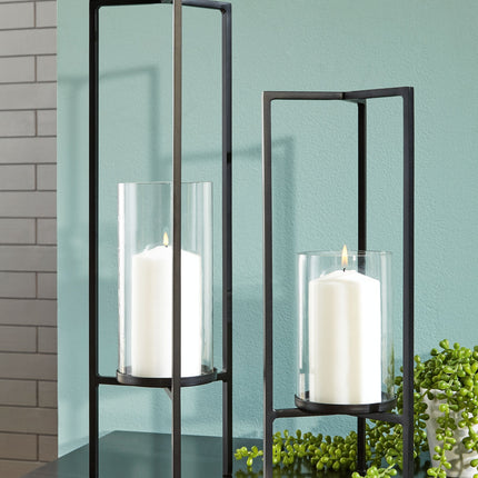 Ginette - Black - Candle Holder Set (Set of 2) Ashley Furniture 