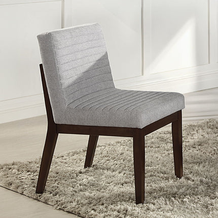 Edwyn - Side Chair (Set of 2) - Gray Fabric & Brown Finish ACME 