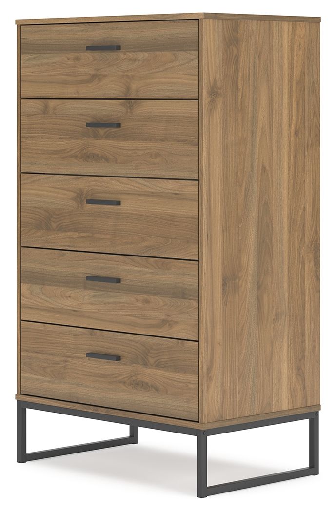 Deanlow - Honey - Five Drawer Chest Signature Design by Ashley® 