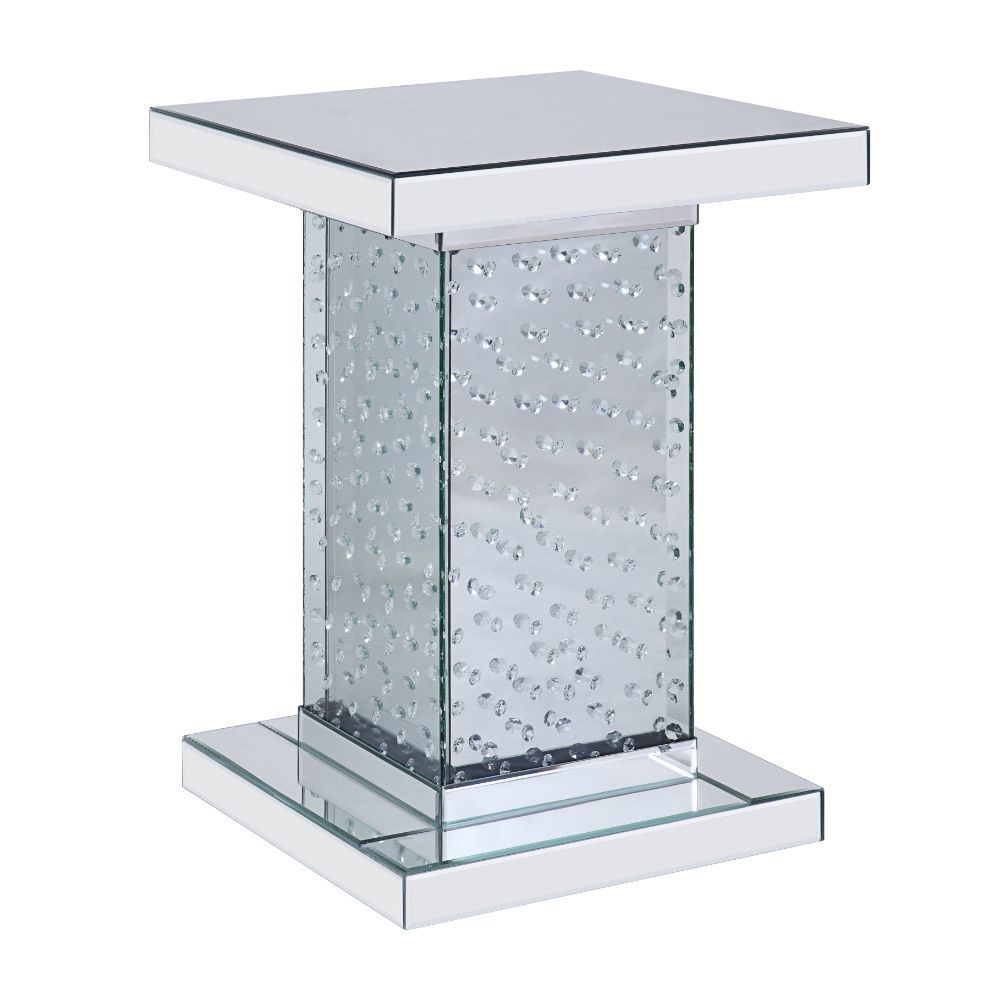 Nysa - End Table - Mirrored & Faux Crystals - 26" ACME 